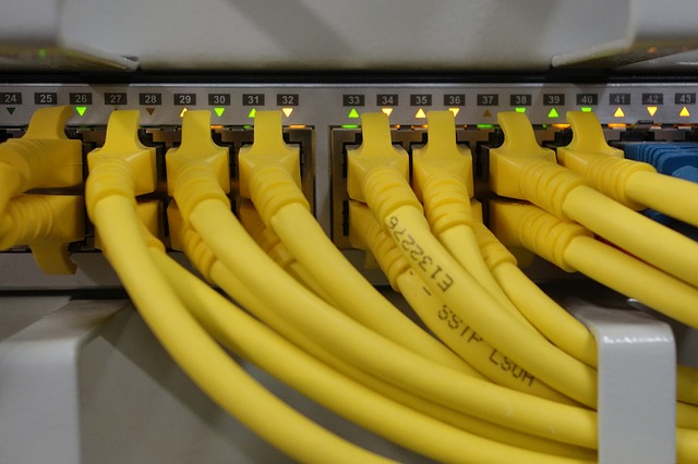 Yellow network cables 