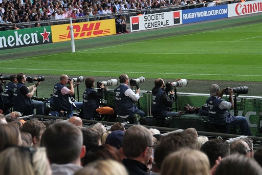 Cameras at a rugby game 