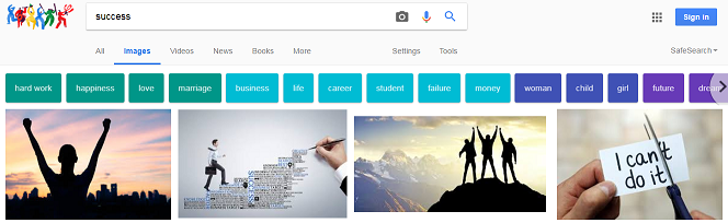Results of a Google images search for success