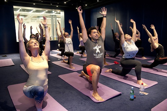 Yoga class women and men